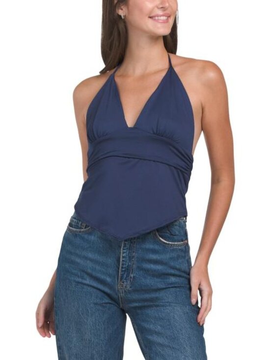 gaze Tops - GAZE Shirred Halter Top